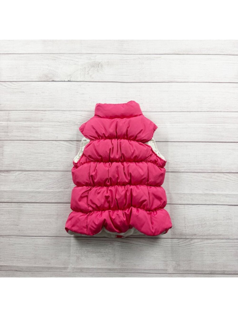 Lands' End Kids Puffer Vest Pink Quilted Zip Up Sleeveless Outerwear M 5-6 - Picture 5 of 5